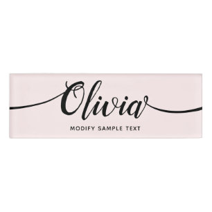 Pink Signature Script Salon Spa Employee Name Tag