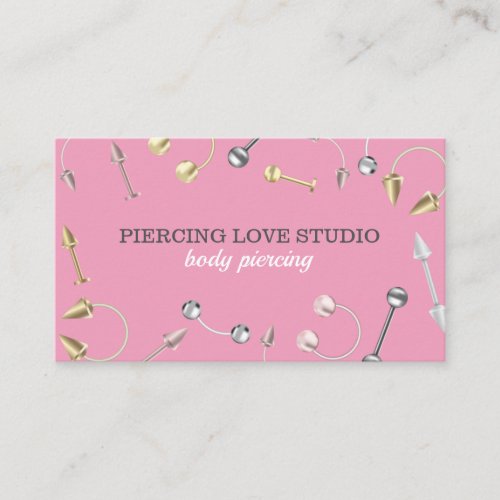 Pink Signature Type Body Jewelry Piercings Business Card