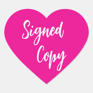 Pink Signed copy Heart Sticker