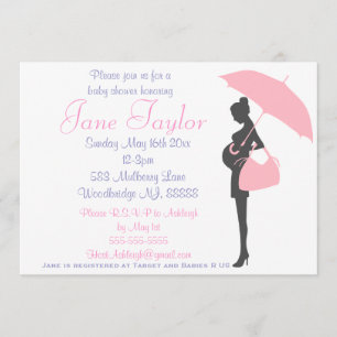 Pink Silhouette Baby Shower Invitations
