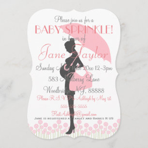Pink Silhouette Baby Sprinkle Invitation