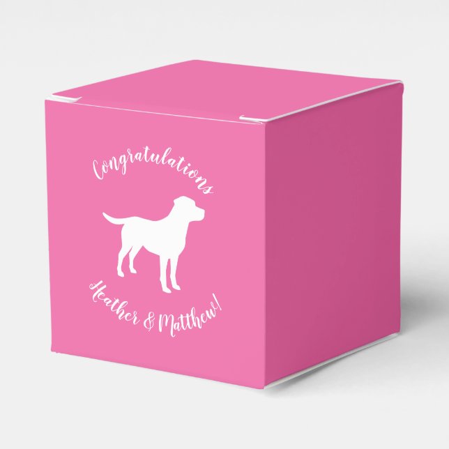 Pink SIlhouette Lab Dog Puppy Baby SHower Favor Boxes (Front Side)
