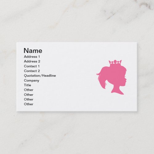Pink Silhouette Princess T-shirts and Gifts Business Card
