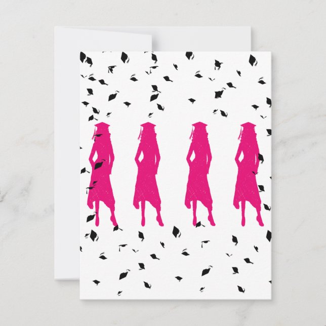 Pink Silhouettes Graduation Party Invitation (Front)