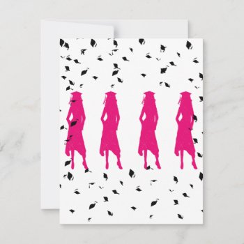 Pink Silhouettes Graduation Party Invitation by BlayzeInk at Zazzle