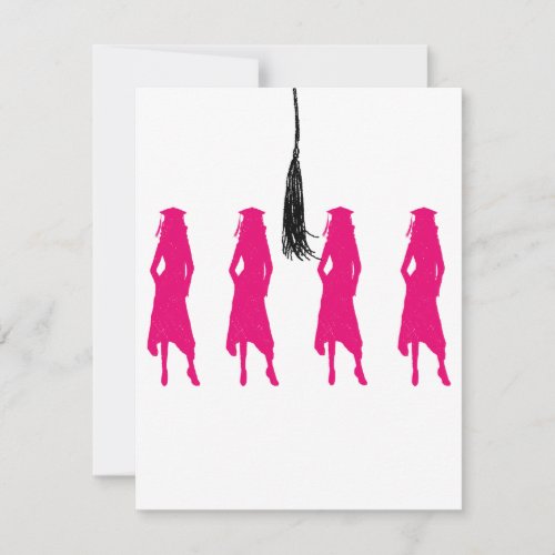 Pink Silhouettes Tassle Graduation Party Invite
