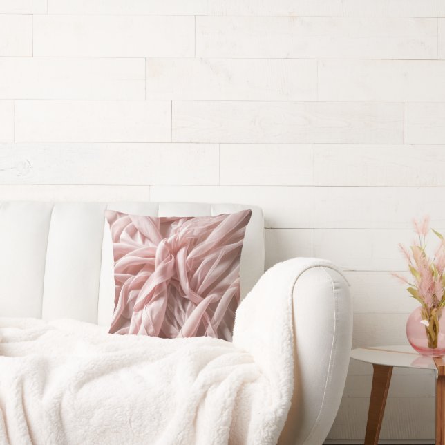 Pink Silk Fabric Twist Design Throw Pillow (Couch)