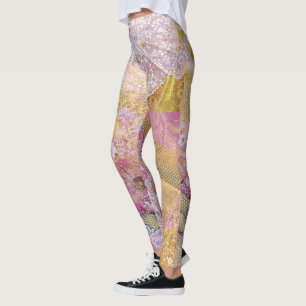 Pink Silk Gold Koi Flowing Leggings