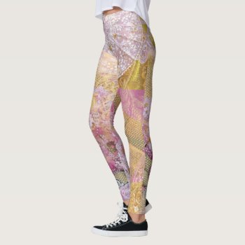 Pink Silk Gold Koi Flowing Leggings by AlignBoutique at Zazzle