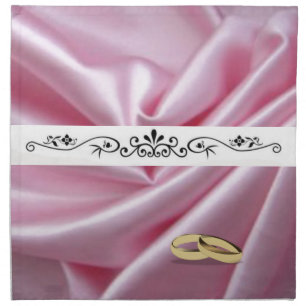 Pink Silk With Wedding Rings Napkin