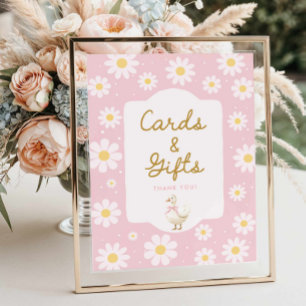 Pink Silly Goose and Daisy Cards and Gifts Poster