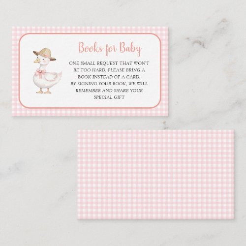 Pink Silly Goose Baby shower book request Enclosure Card