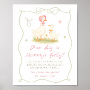 Pink Silly Goose Baby shower How Big is Her Belly Poster