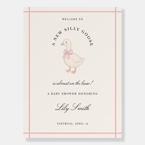 Pink Silly Goose Baby Shower Welcome Foam Board