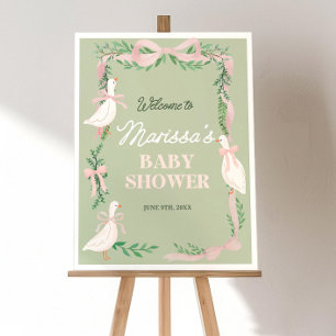 Pink Silly Goose Baby Shower Welcome Sign, Bunnies Foam Board