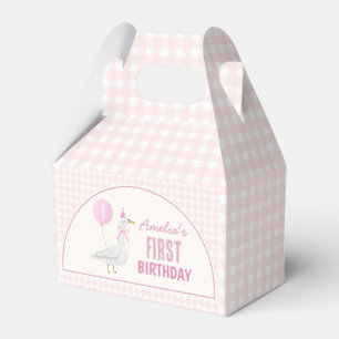 Pink Silly Goose Balloon Girl Birthday Favor Boxes