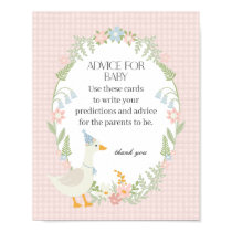 Pink Silly Goose Floral Gingham Advice for Baby Poster
