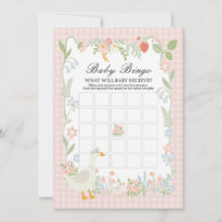 Pink Silly Goose Floral Gingham Baby Bingo Game
