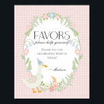 Pink Silly Goose Floral Gingham Favors Sign<br><div class="desc">A silly goose is almost on the loose. This Silly Goose Party Decor Collection is perfect for celebrating your sweet little girl! Featuring an adorable silly goose, pastel florals, and soft gingham patterns, this collection is perfect for adding a touch of playful elegance to any party. Whether it’s for a...</div>