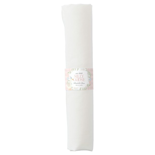 Pink Silly Goose Floral Gingham Napkin Bands (Front)