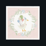 Pink Silly Goose Floral Gingham Paper Napkins<br><div class="desc">A silly goose is almost on the loose. This Silly Goose Party Decor Collection is perfect for celebrating your sweet little girl! Featuring an adorable silly goose, pastel florals, and soft gingham patterns, this collection is perfect for adding a touch of playful elegance to any party. Whether it’s for a...</div>