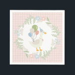 Pink Silly Goose Floral Gingham Paper Napkins<br><div class="desc">A silly goose is almost on the loose. This Silly Goose Party Decor Collection is perfect for celebrating your sweet little girl! Featuring an adorable silly goose, pastel florals, and soft gingham patterns, this collection is perfect for adding a touch of playful elegance to any party. Whether it’s for a...</div>
