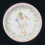 Pink Silly Goose Floral Gingham Paper Plates<br><div class="desc">A silly goose is almost on the loose. This Silly Goose Party Decor Collection is perfect for celebrating your sweet little girl! Featuring an adorable silly goose, pastel florals, and soft gingham patterns, this collection is perfect for adding a touch of playful elegance to any party. Whether it’s for a...</div>