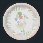 Pink Silly Goose Floral Gingham Paper Plates<br><div class="desc">A silly goose is almost on the loose. This Silly Goose Party Decor Collection is perfect for celebrating your sweet little girl! Featuring an adorable silly goose, pastel florals, and soft gingham patterns, this collection is perfect for adding a touch of playful elegance to any party. Whether it’s for a...</div>