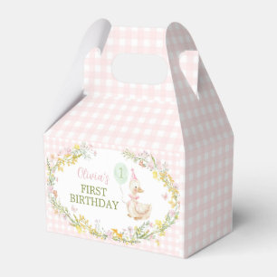 Pink Silly Goose Floral Girl Birthday Favor Boxes