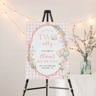 Pink Silly Goose Girl 2nd Birthday Welcome Sign