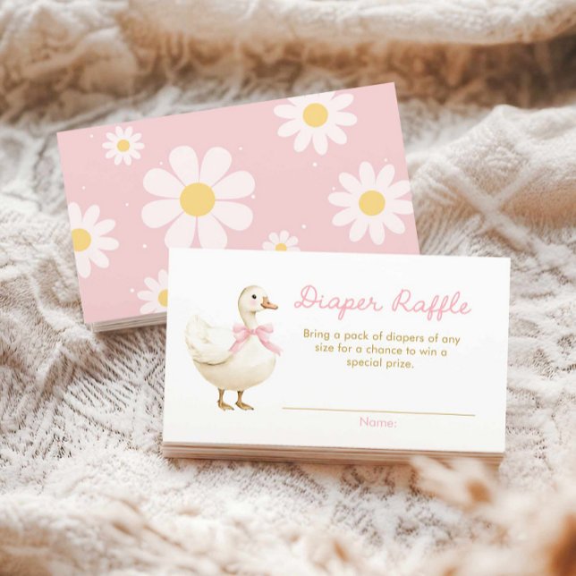 Pink Silly Goose Girl Diaper Raffle  Enclosure Card (Silly Goose Pink Girl Baby shower Diaper Raffle Card)