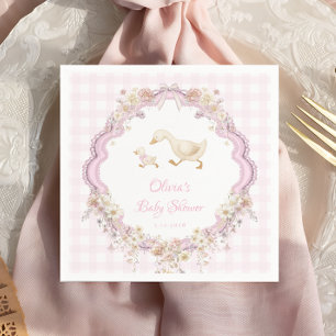 Pink Silly Goose Wildflower Girl Baby Shower Napkins