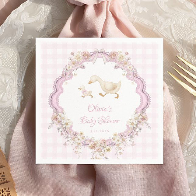 Pink Silly Goose Wildflower Girl Baby Shower Napkins (Creator Uploaded)