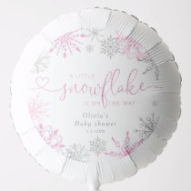 Pink silver A little snowflake baby shower Balloon