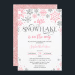 Pink Silver A Little Snowflake Winter Baby Shower Invitation<br><div class="desc">For more advanced customization of this design,  simply select the "Customize It" button above!</div>