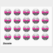 Pink, Silver, and Black Damask Bat Mitzvah Sticker (Sheet)