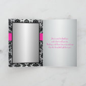 Pink, Silver, and Black Damask Thank You Card (Inside)