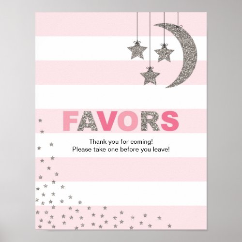 pink silver baby shower decor favors table sign