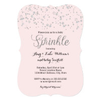 Pink Silver Baby Sprinkle Girl Shower Invite