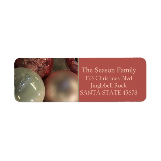 Pink silver baubles Christmas address Label (Front)
