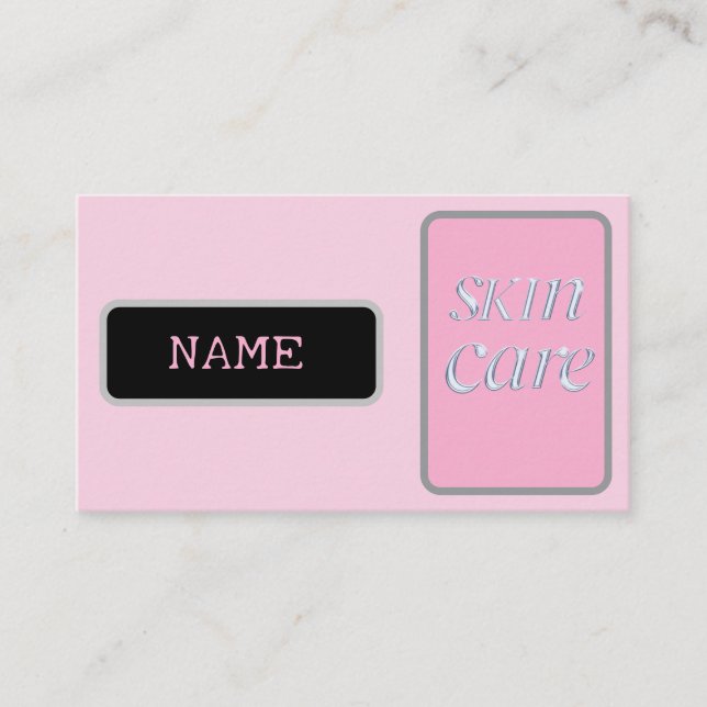 pink silver beauty skin care business card (Front)