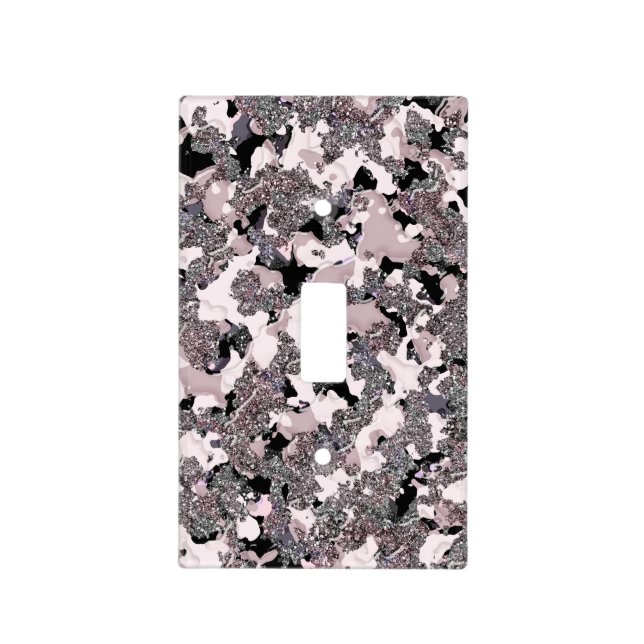 Pink Silver & Black Beauty Spill Glam Gloss Girly Light Switch Cover (Front)