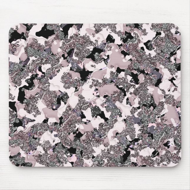 Pink Silver & Black Beauty Spill Glam Gloss Girly Mouse Pad (Front)