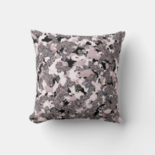 Pink Silver & Black Beauty Spill Glam Gloss Girly Throw Pillow