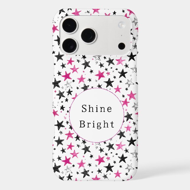 Pink Silver Black Stars Case-Mate iPhone Case (Back)