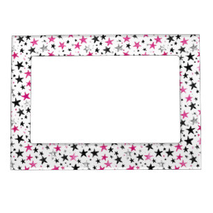 Pink Silver Black Stars Magnetic Frame