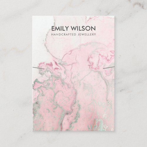 PINK SILVER BLUSH AGATE MARBLE NECKLACE DISPLAY BUSINESS CARD