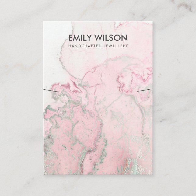 PINK SILVER BLUSH AGATE MARBLE NECKLACE DISPLAY BUSINESS CARD (Front)