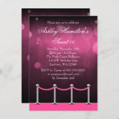 Pink Silver Carpet Hollywood Sweet 16 Birthday Invitation (Front/Back)