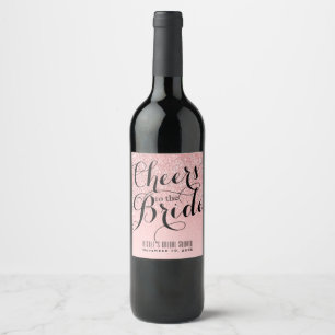 Pink & Silver CHEERS TO THE BRIDE Bridal Wine Label